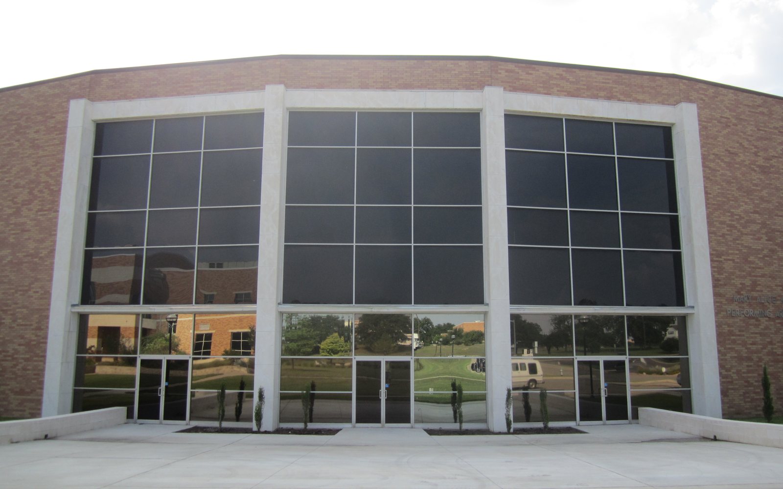 A brick performing arts building at Temple College