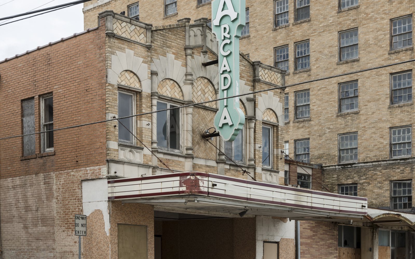 The Arcadia Theater sign in downtown Temple