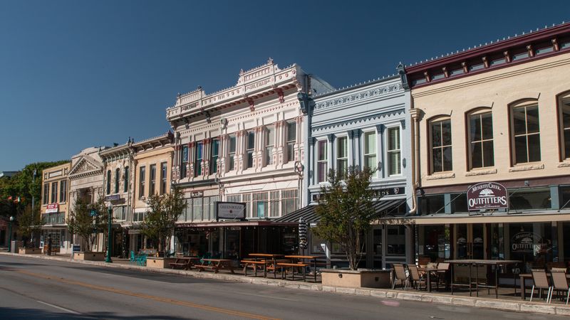 Historic buildings on the courthouse square in downtown Georgetown