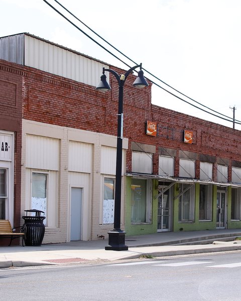 Brick storefronts on East Main Street in Troy
